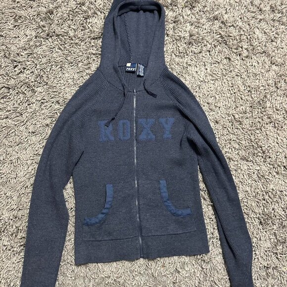 2000s Navy Blue Roxy Rubbed hoodie Sweater Size XL - Picture 1 of 6